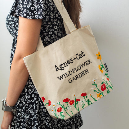 Agnes + Cat Wildflower Garden with Red Flowers