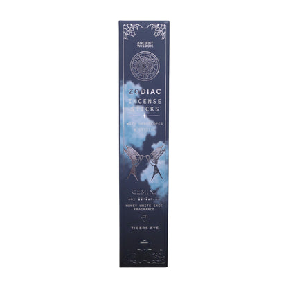Box of Zodiac Incense Sticks with celestial design on a white background
