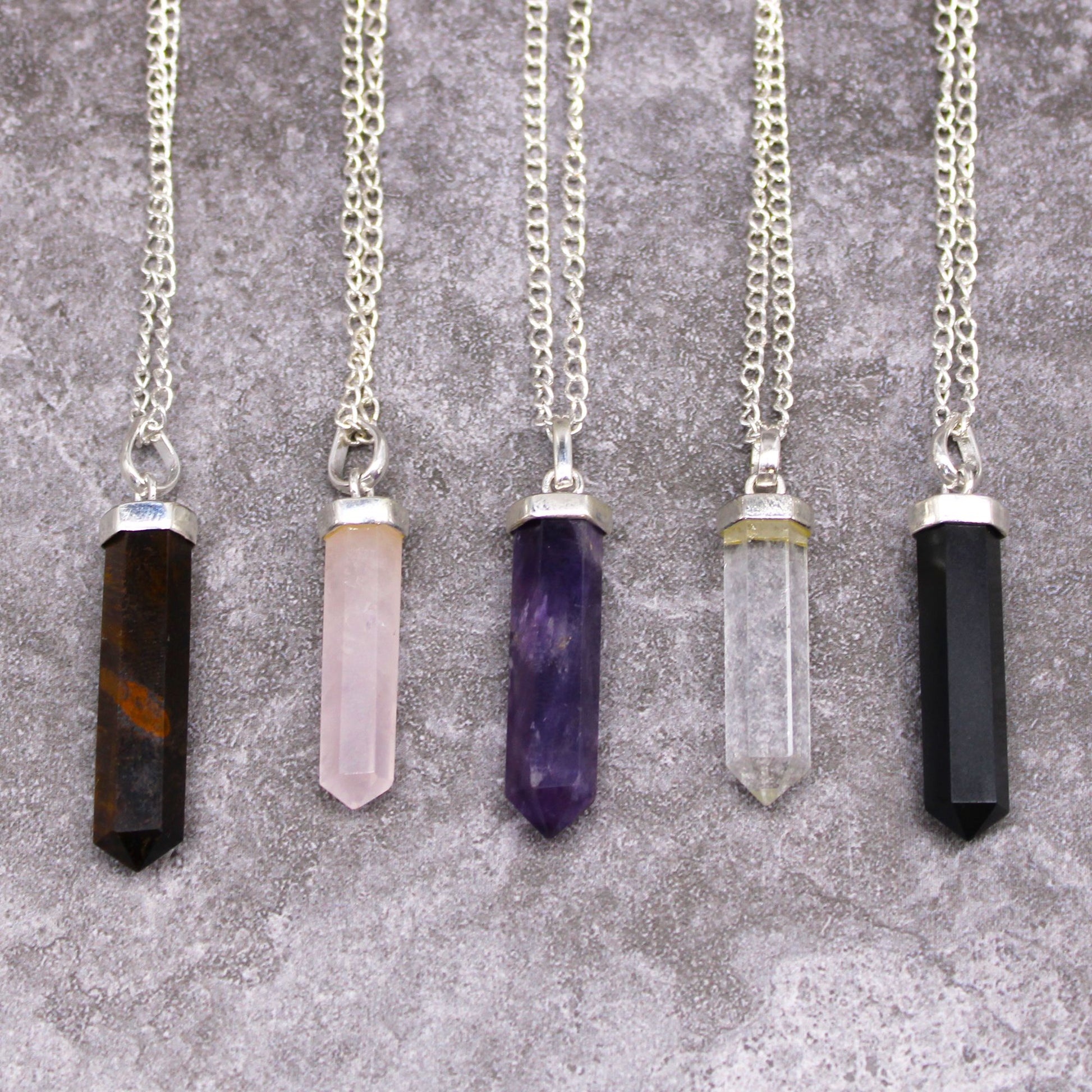 Gemstone Classic Point Pendant - Black Agate – lifestyle shot