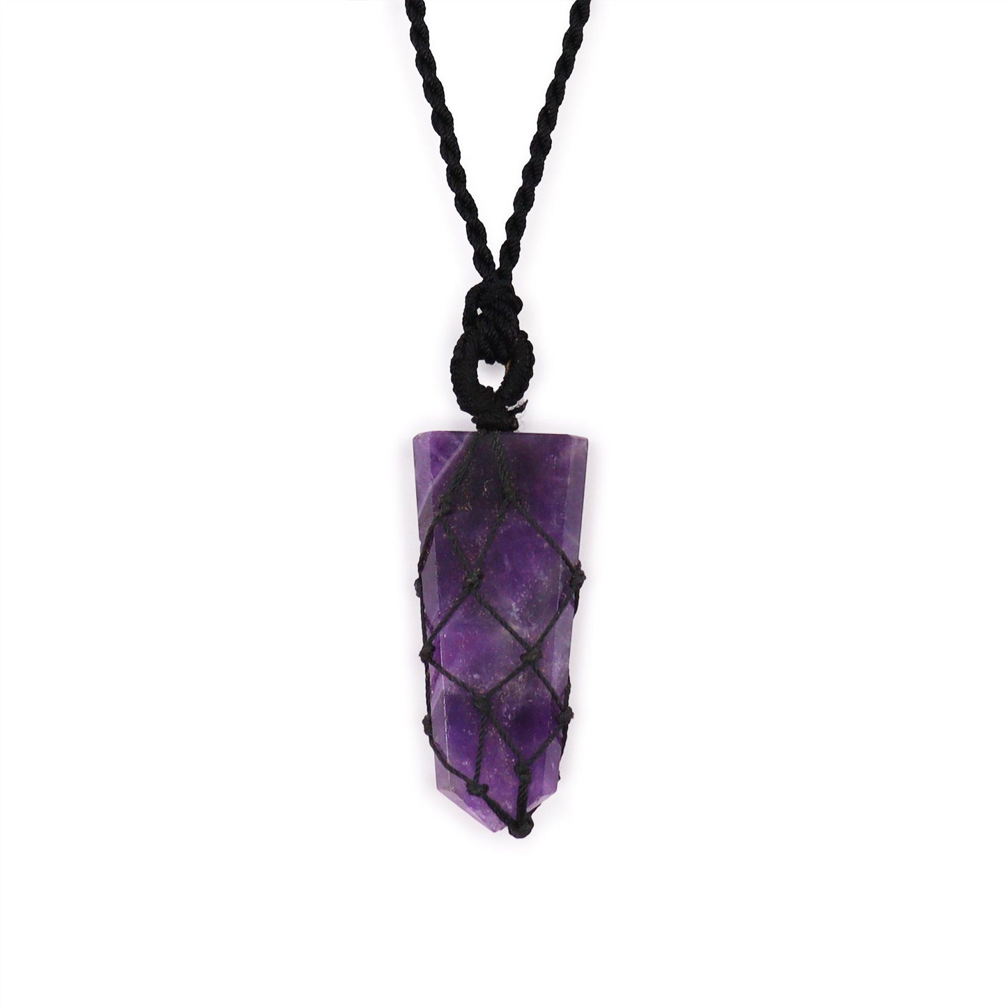 Laced Gemstone Flat Point Pendant - Amethyst | Auro & Co