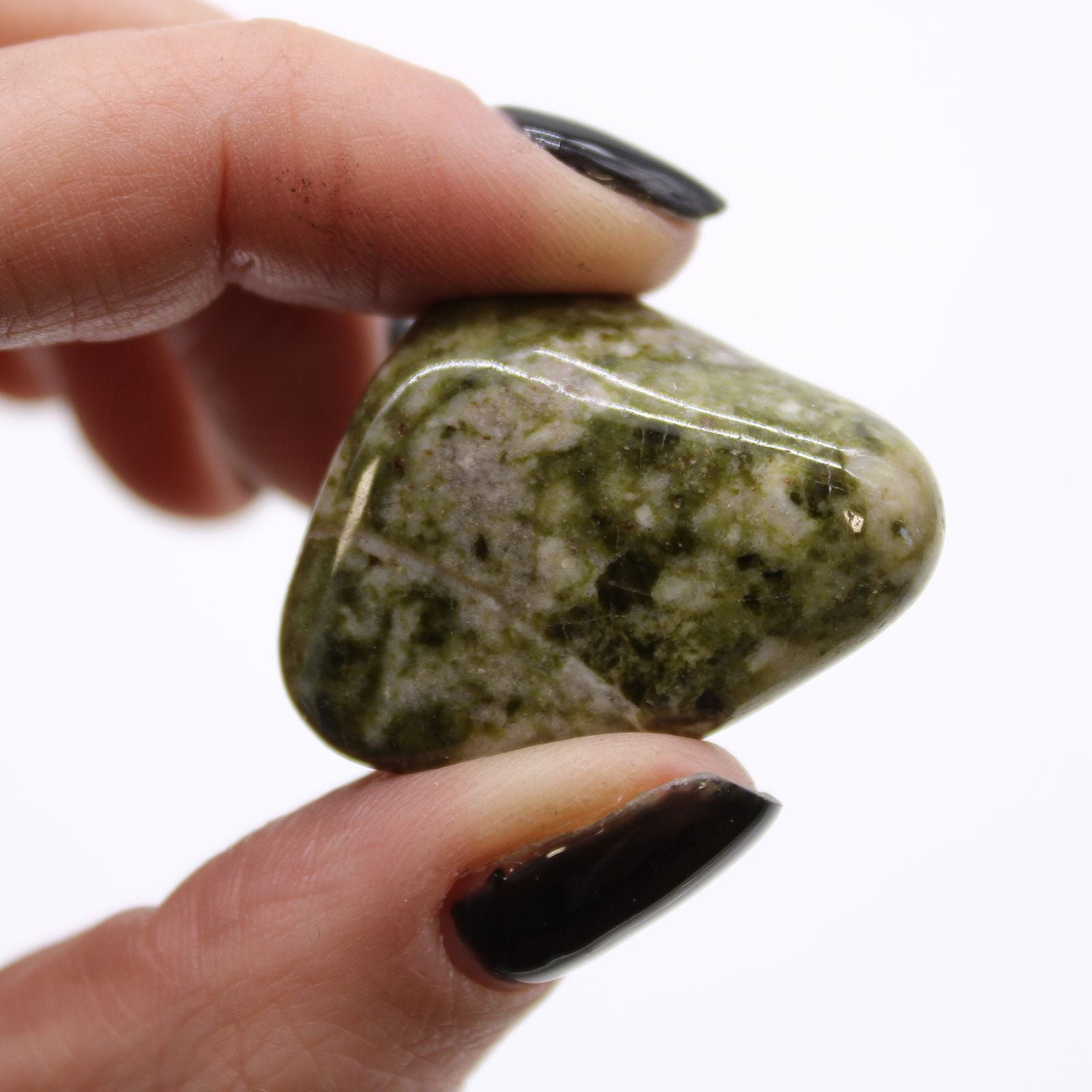 Medium African Tumble Stones - Epidote Snowflake – packaging