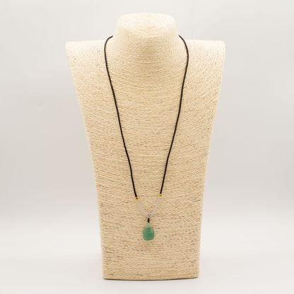 Cord Necklace Gemstone Pendant - Jade Turtle – detail view