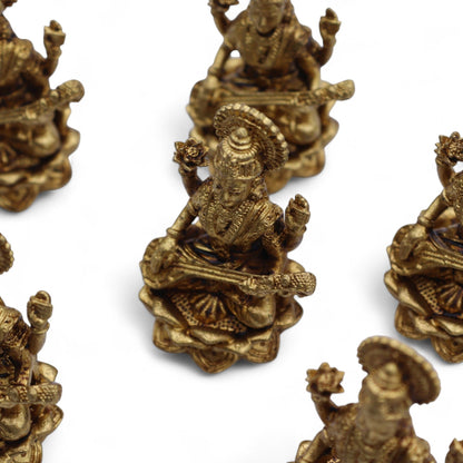 Saraswati Brass Miniature Figure, Small, 4cm