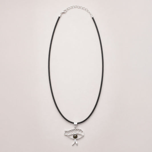 Indian Devotional Pendant - Silver Plated (45cm Cord)- Cleopatra Eye - Iolite | Auro & Co