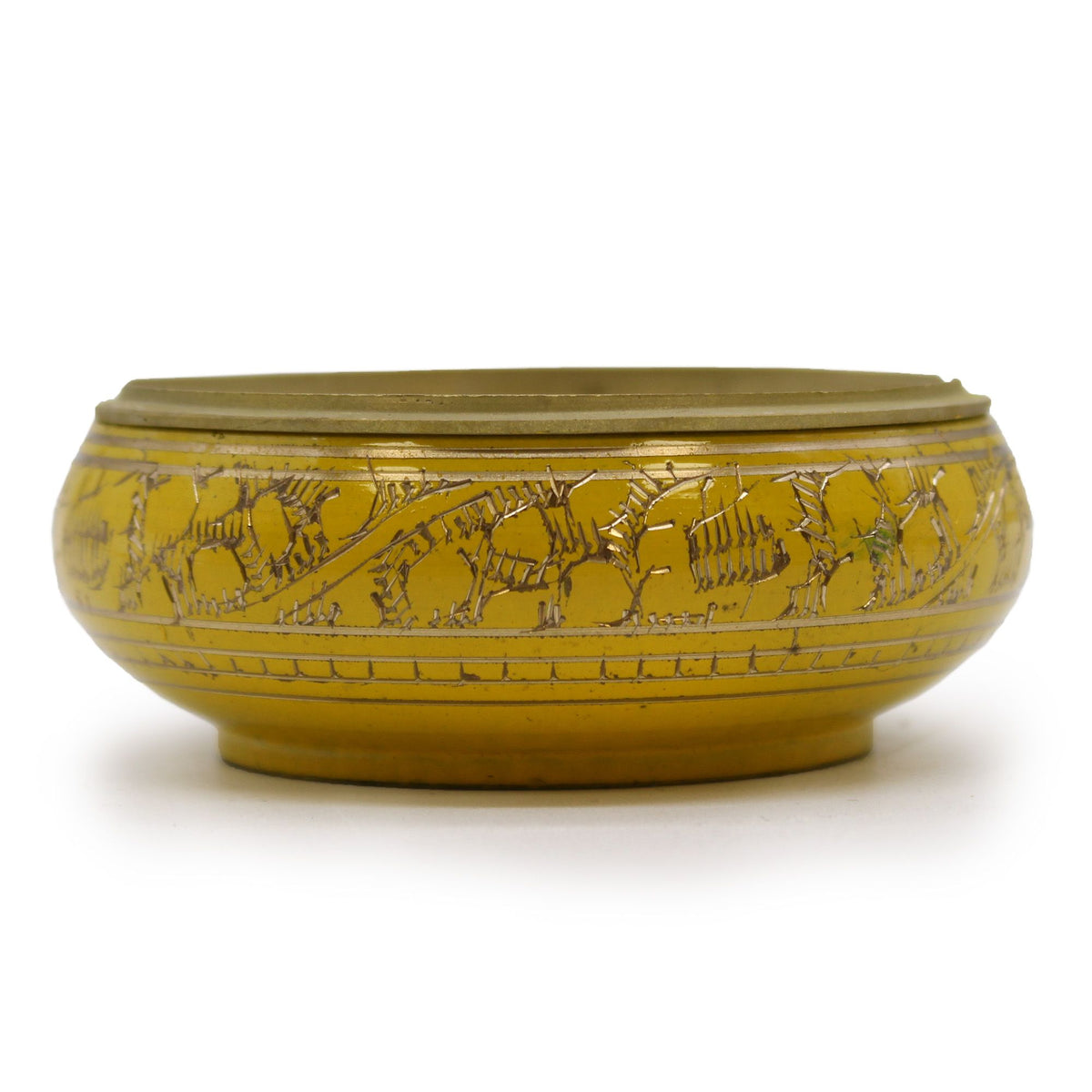 Solar Plexus Chakra Charcoal Incense Jar, Yellow, Brass