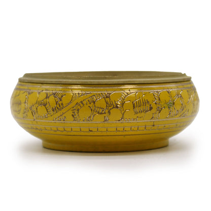 Solar Plexus Chakra Charcoal Incense Jar, Yellow, Brass