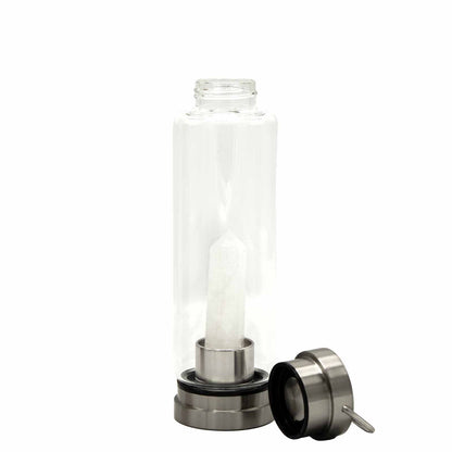 Crystal Infused Glass Water Bottle - Cleansing Clear Quartz - Obelisk – product image 7