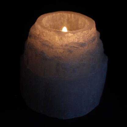 Selenite Mountain Top Candle Holder - 8 cm – detail view