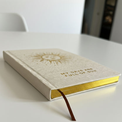 Ivory Gratitude Journal with Gold Lining - 120 pages - My Days are Full of Sun – packaging
