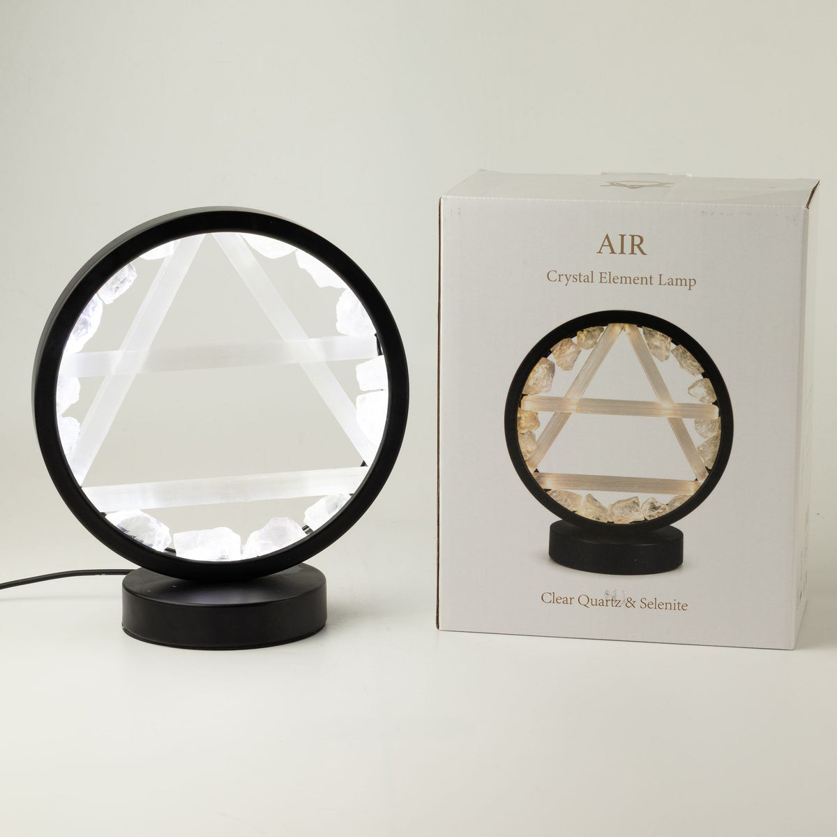 Air Gemstone Halo Lamp, Clear Quartz and Selenite