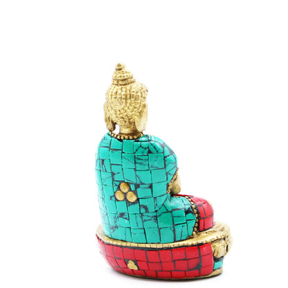 Inlaid Brass Buddha Statue