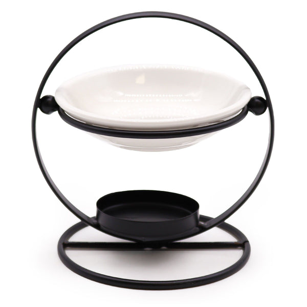 Orbis Calm Oil Burner – Ceramic Bowl with Round Metal Stand | Auro & Co