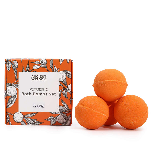 Set of 4 Vitamin C Bath Bombs – Aromatherapy Quartet | Auro & Co