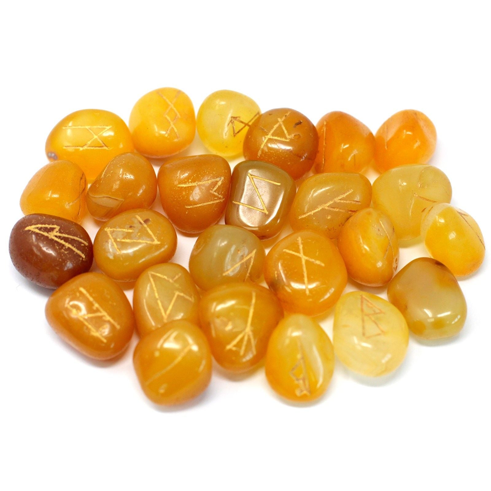 Runes Stone Set in Pouch- Yellow Onyx | Auro & Co