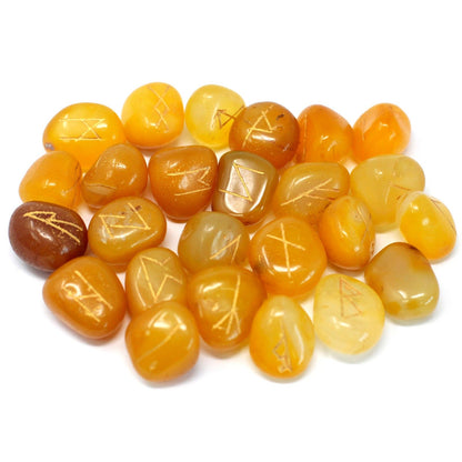 Runes Stone Set in Pouch- Yellow Onyx | Auro & Co