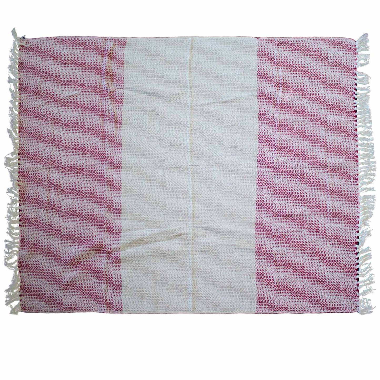 Ruby Weave Cozy Tassel Throw – Two-Tone Boho Charm