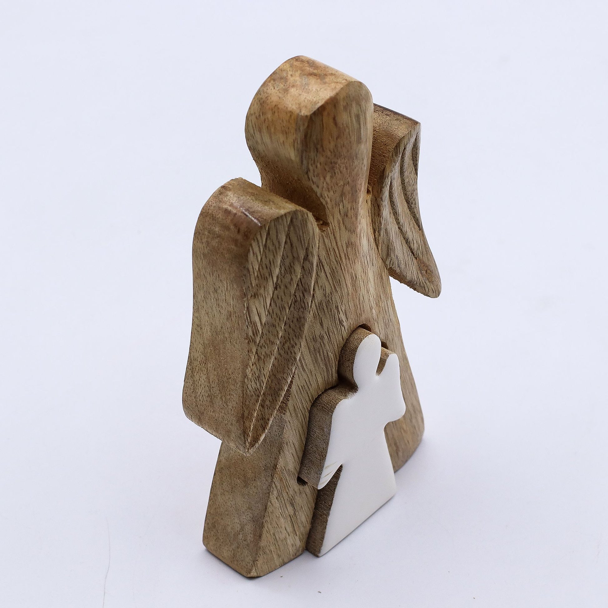 Mango Wood Angel in Angel - White Enamel – detail view