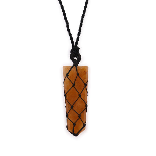 Laced Gemstone Flat Point Pendant - Golden Quartz | Auro & Co