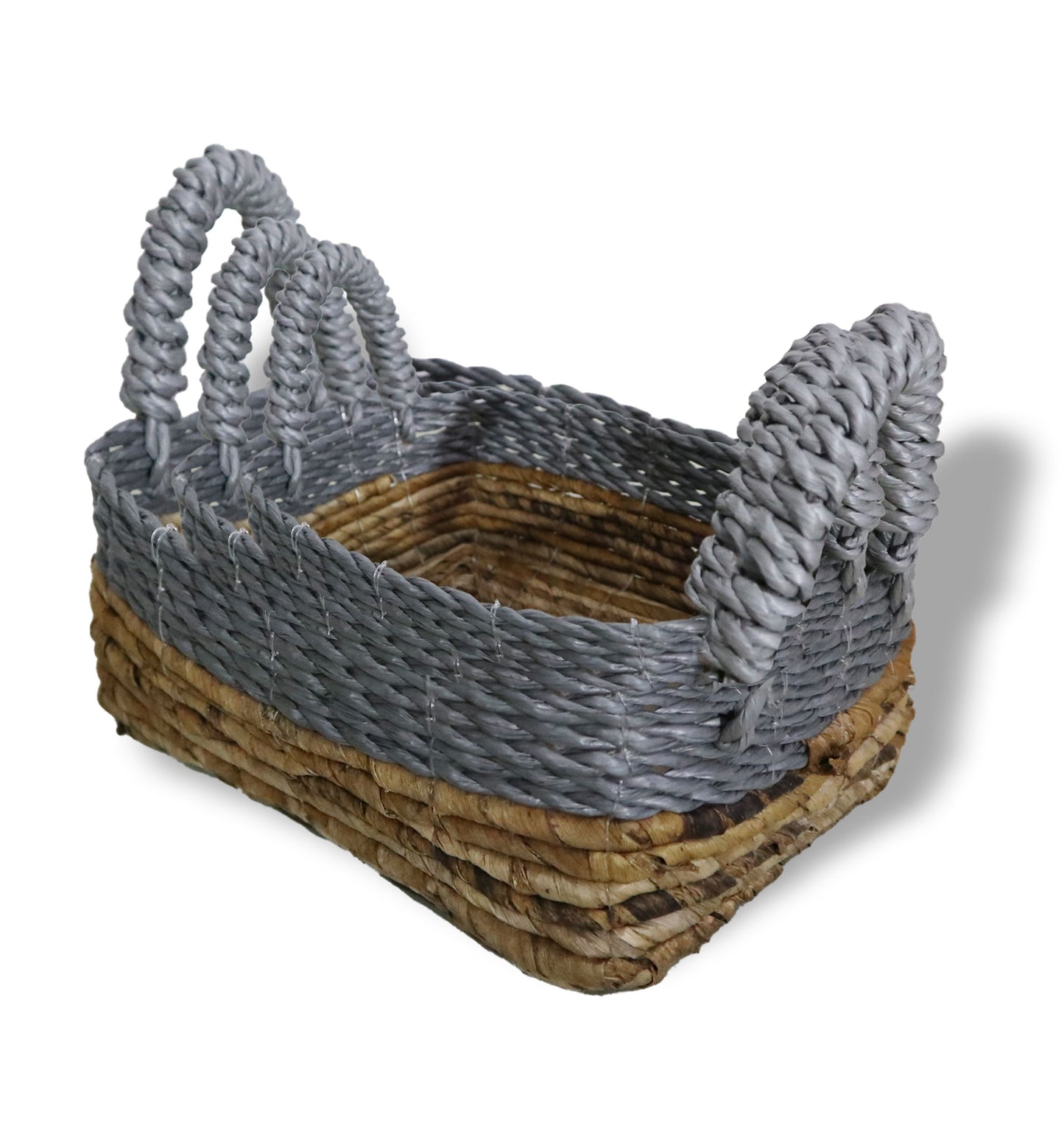 Handwoven Banana Leaf & Raffia Storage Baskets – Set of 3