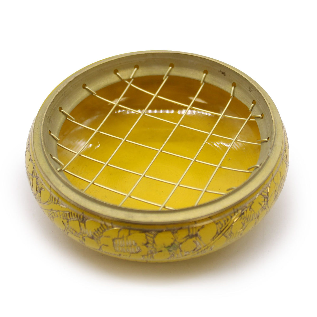 Solar Plexus Chakra Charcoal Incense Jar, Yellow, Brass