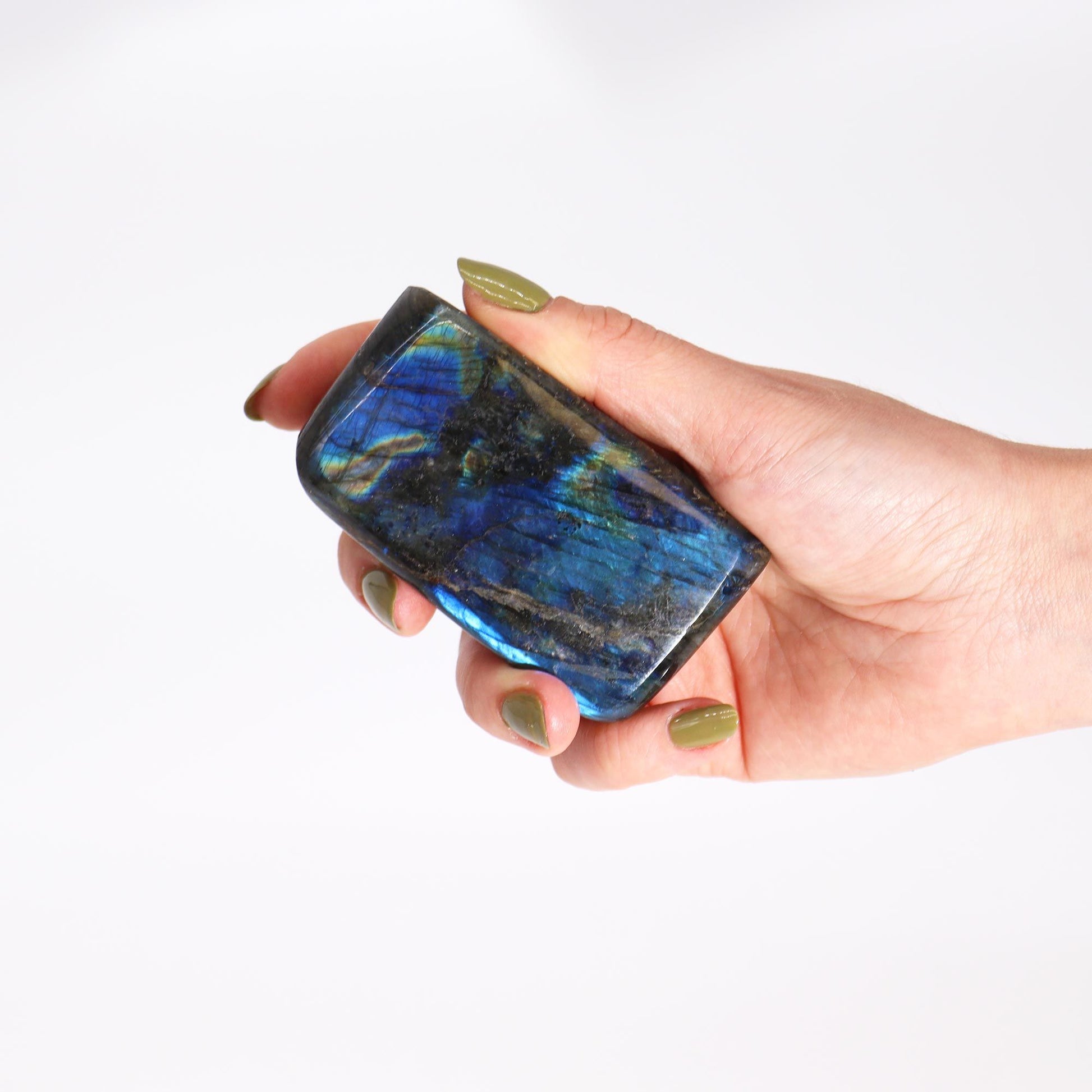 Madagascar Labradorite Medium Stone (approx 250-300gms 80-100mm) – lifestyle shot
