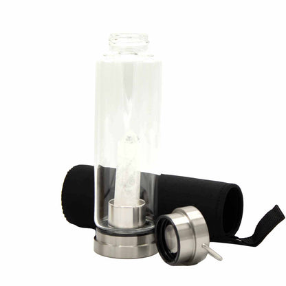 Crystal Infused Glass Water Bottle - Cleansing Clear Quartz - Obelisk – product image 8