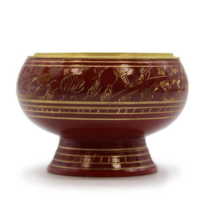 Root Chakra Charcoal Incense Jar, Tall, Burgundy, Brass