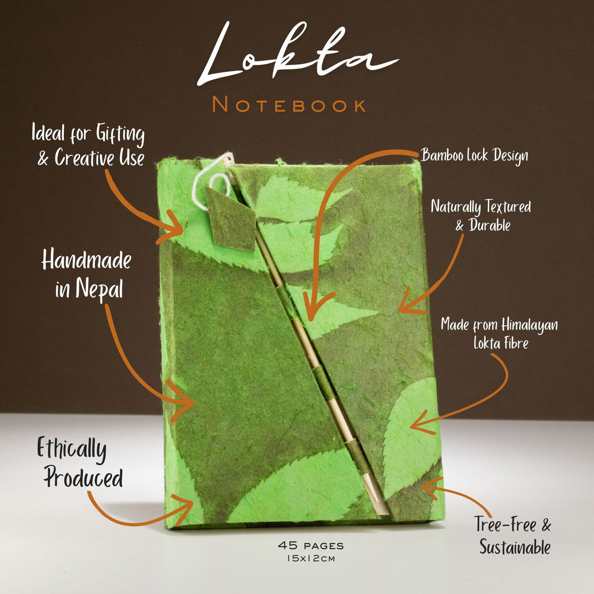 Moss Green Lokta Notebook, Medium