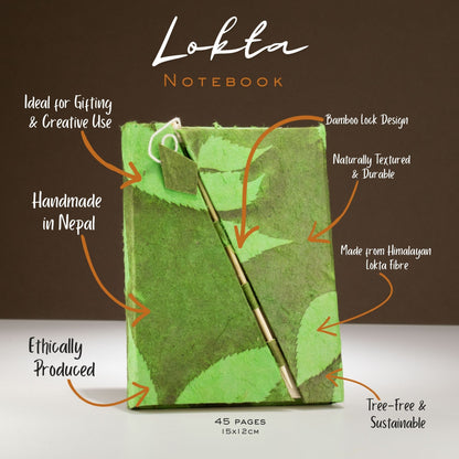 Moss Green Lokta Notebook, Medium