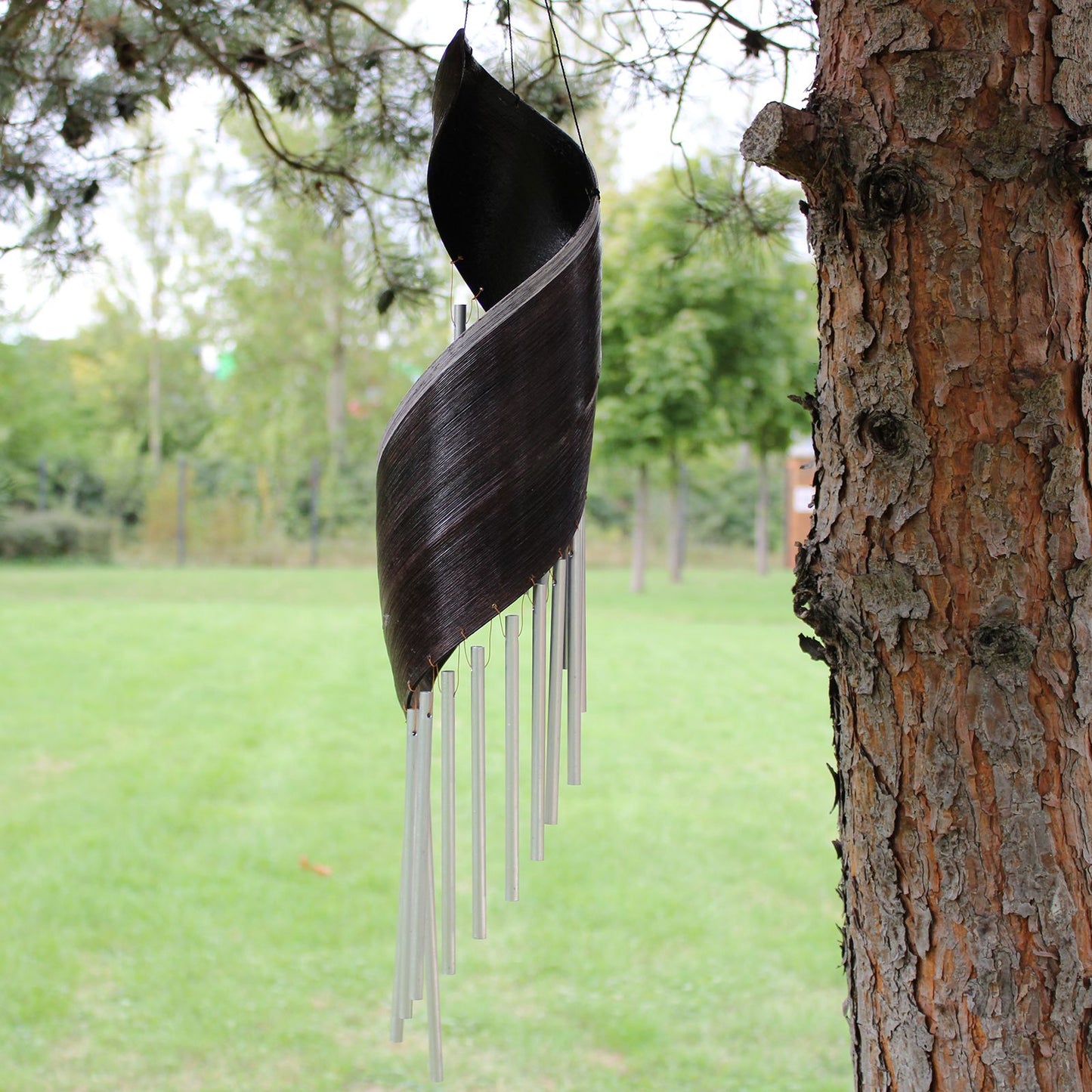 Artisan Spiral Wind Chimes – Chocolate Finish
