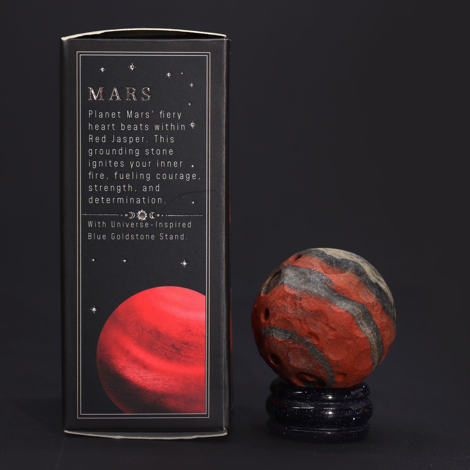 Red Jasper Planet on a Sola Goldstone Stand (MARS) – lifestyle shot