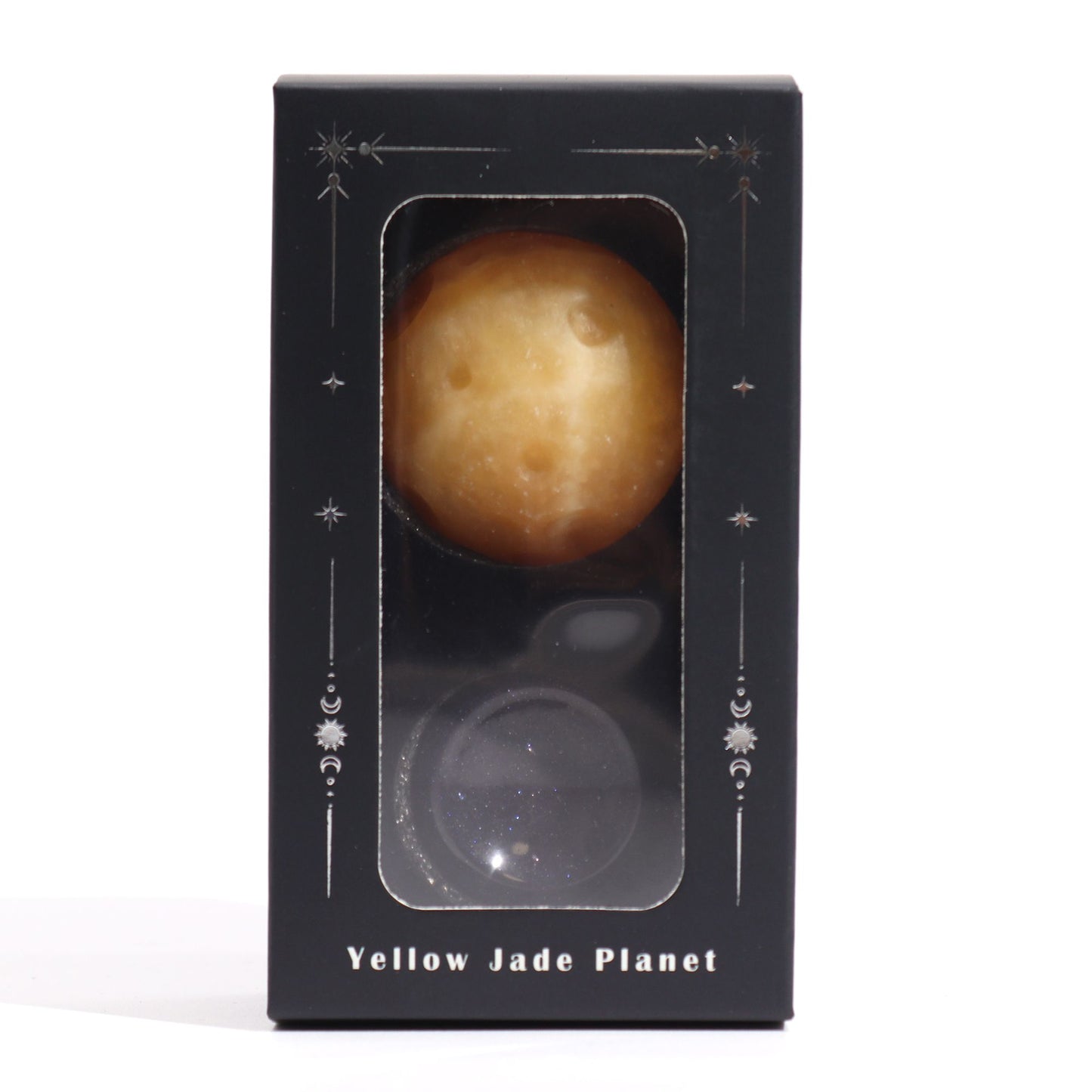 Yellow Jade Planet on a Sola Goldstone Stand (SATURN) – packaging
