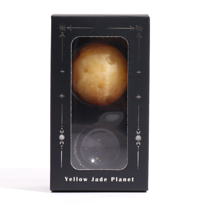 Yellow Jade Planet on a Sola Goldstone Stand (SATURN) – packaging
