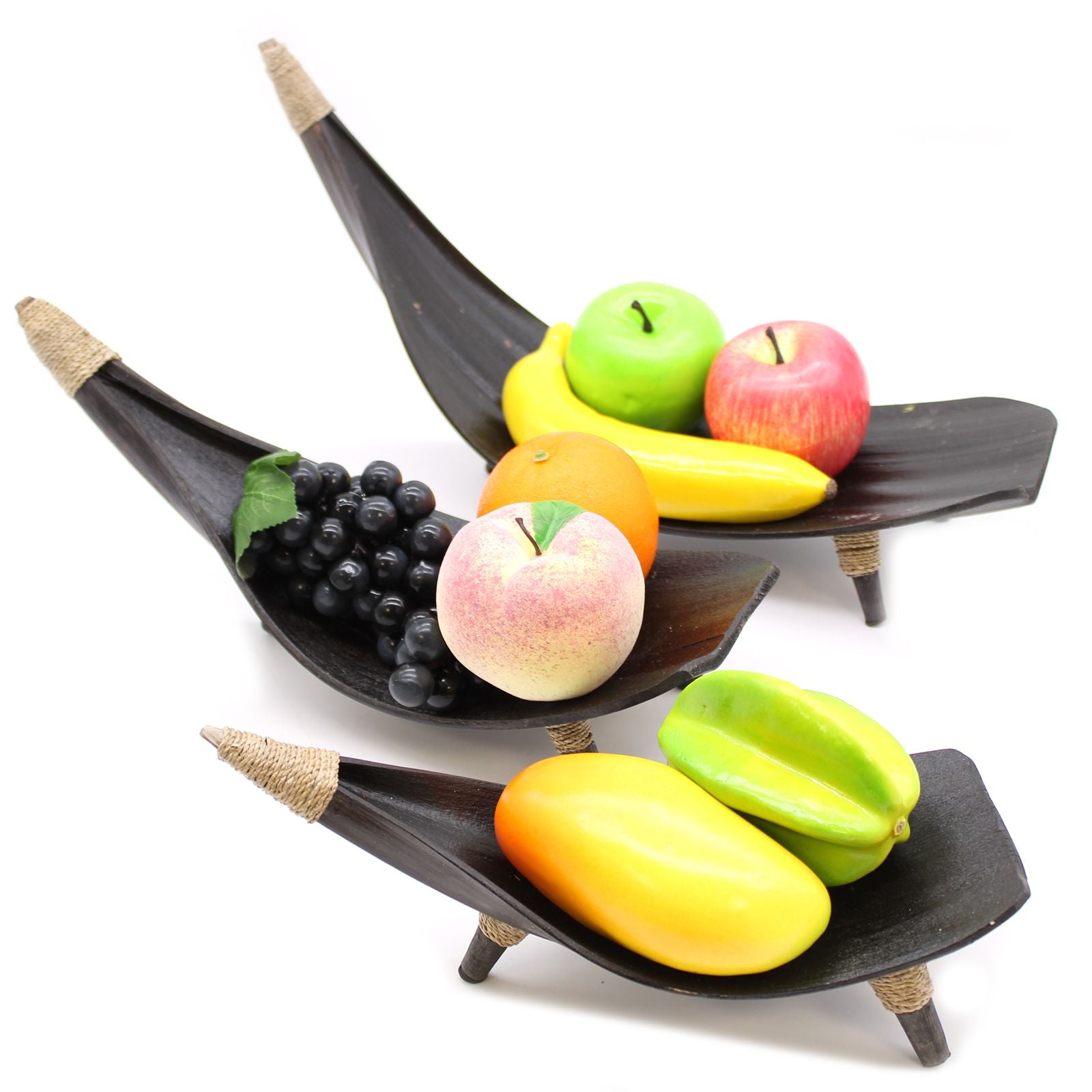 Curved Artisan Display Bowls – Chocolate Finish (Set of 3) – lifestyle shot