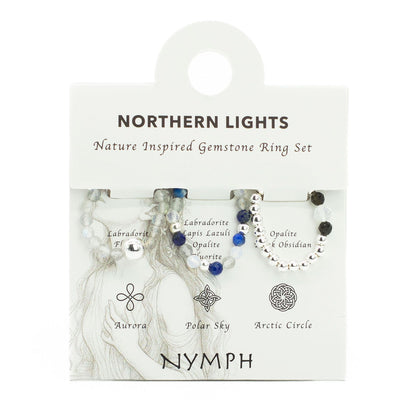 Nymph Spirit Gemstone Ring Set - Northern Lights – detail view