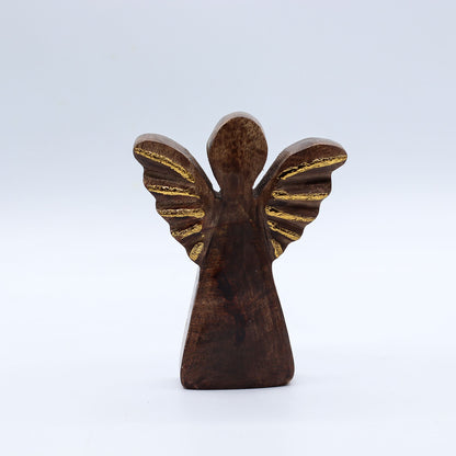 Small Mango Wood Angel - Gold Decor – detail view