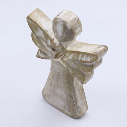 Mango Wood Angel - Whitewash with Star Cut Out – product image 5
