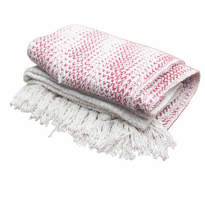 Ruby Weave Cozy Tassel Throw – Two-Tone Boho Charm
