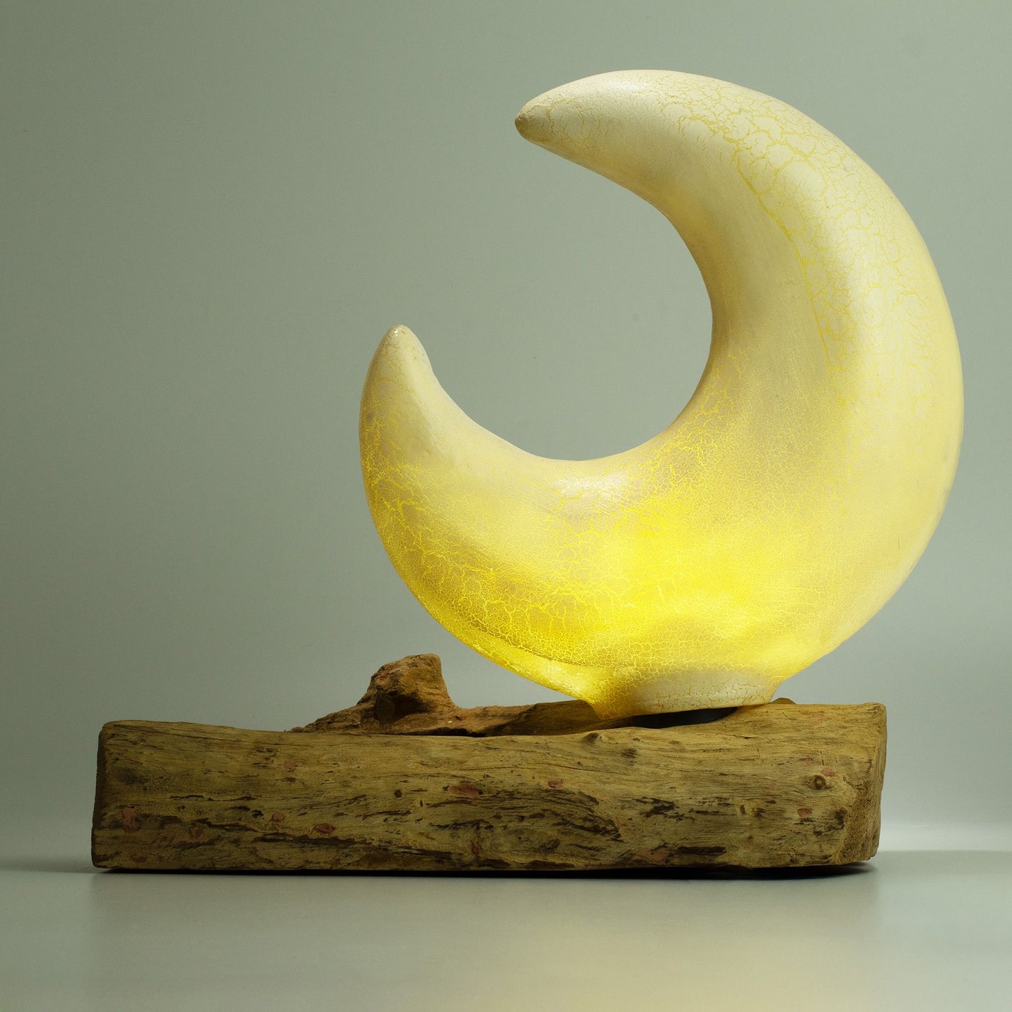 DriftGlow Lamp Crackle Half Moon Shade - Grey – product image 8