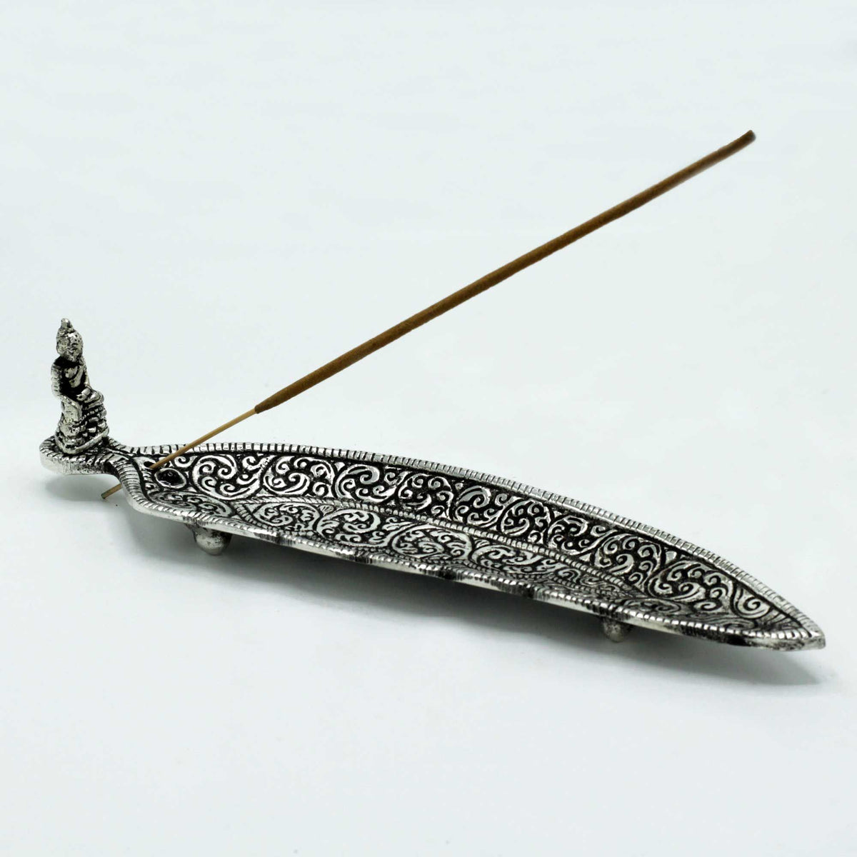 Buddha Incense Holder - Polished Aluminium, 23cm