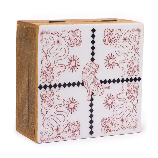 Hop Hare Big Enameled Square Box - Lion & Snakes | Auro & Co