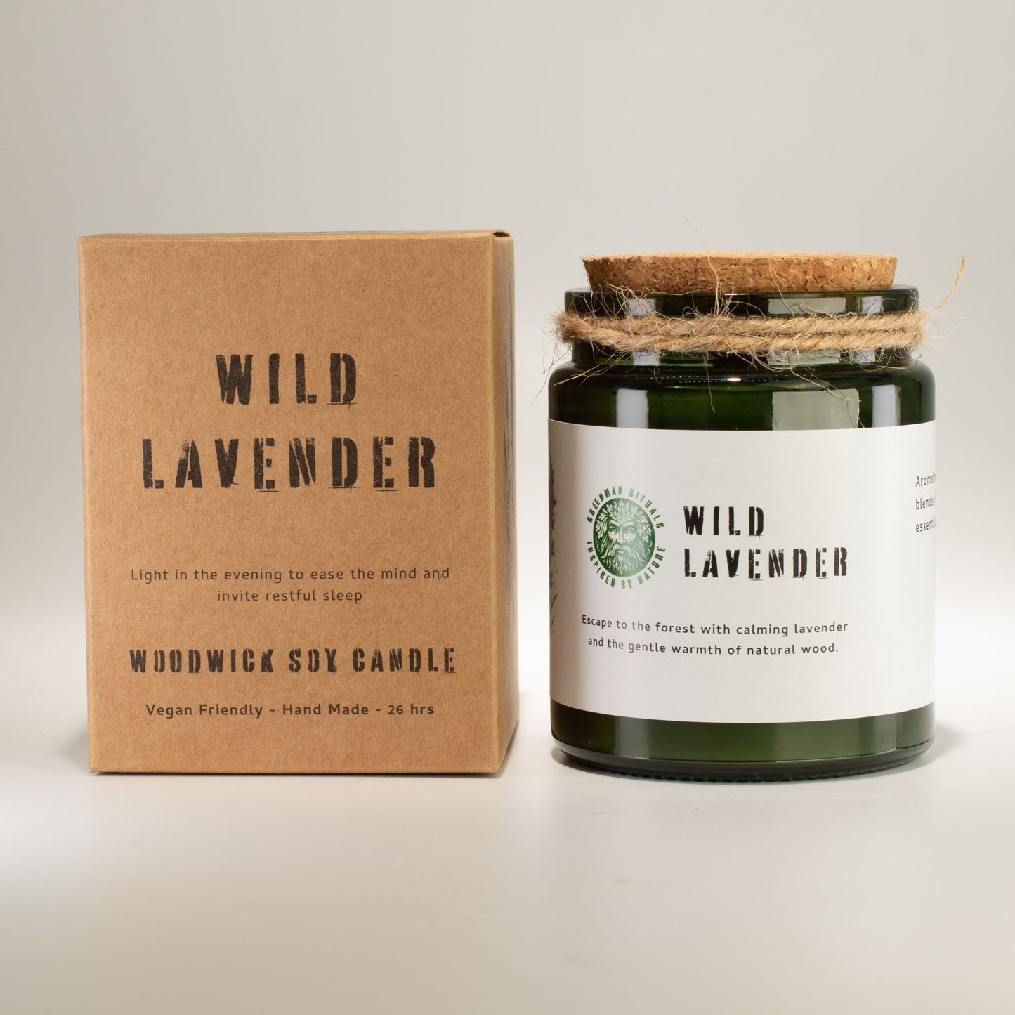 Greenman Woodwick Soy Candle - Wild Lavender – detail view