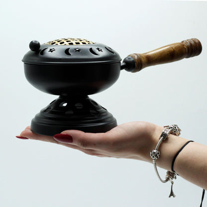 Iron Censer on Stand - Gold Detail, Large