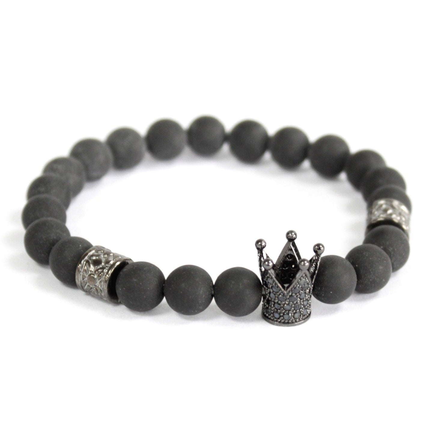Crystal Crown / Black Agate  - Gemstone Bracelet | Auro & Co