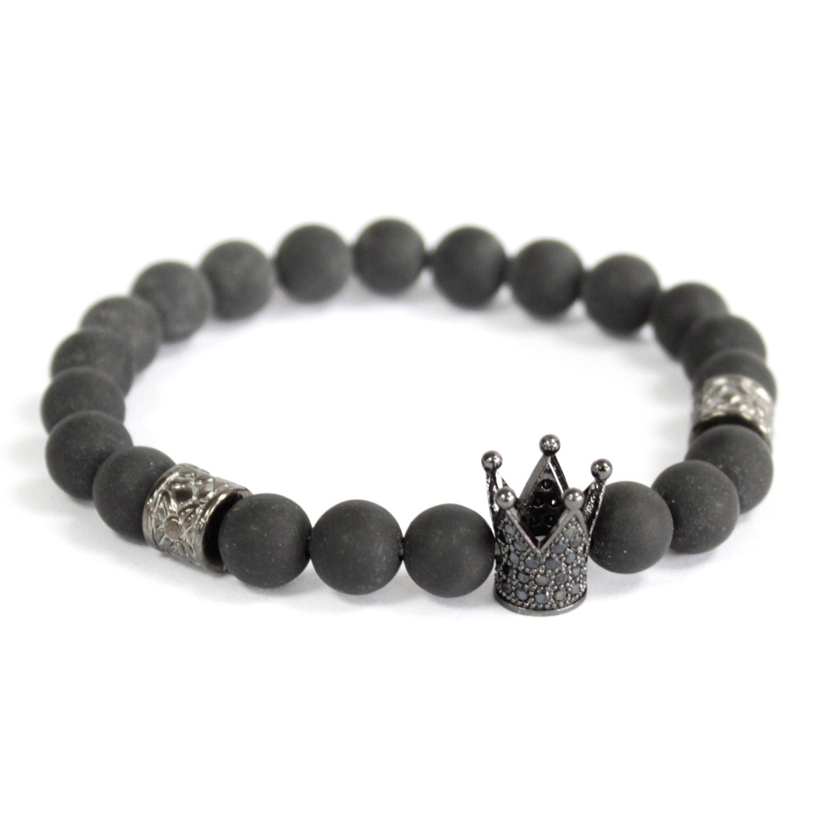 Crystal Crown / Black Agate  - Gemstone Bracelet | Auro & Co