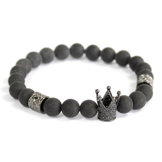 Crystal Crown / Black Agate  - Gemstone Bracelet | Auro & Co