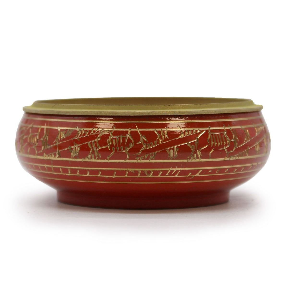 Sacral Chakra Charcoal Incense Jar, Red, Brass