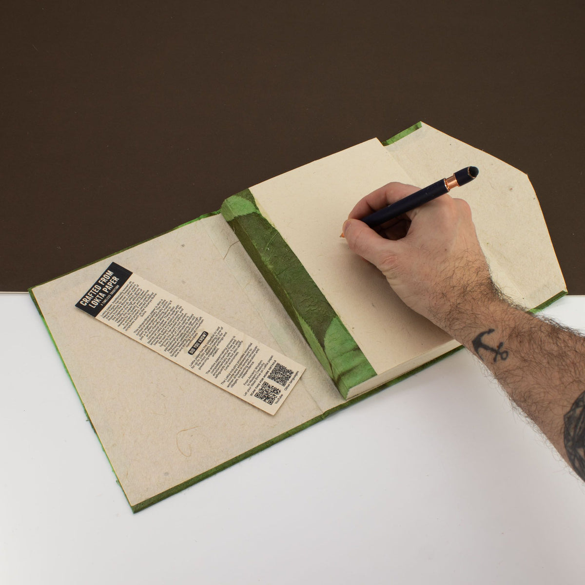 Moss Green Lokta Notebook, Large