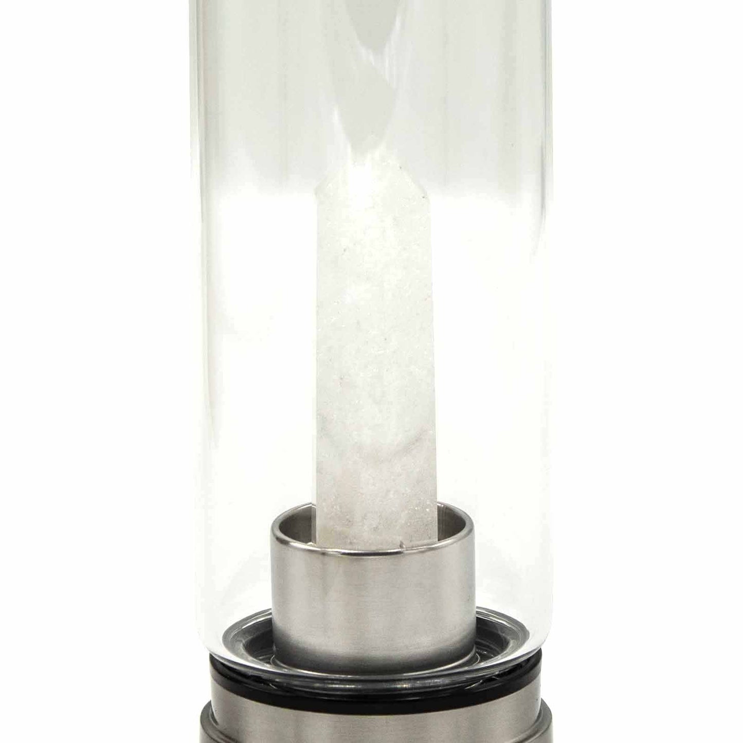 Crystal Infused Glass Water Bottle - Cleansing Clear Quartz - Obelisk – detail view