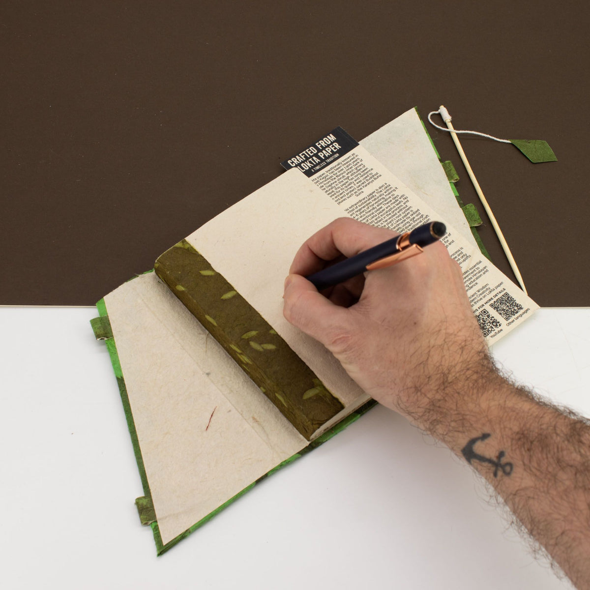 Moss Green Lokta Notebook, Medium
